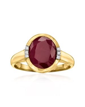 Ross-Simons Ruby Ring With Diamond Accents - Pink