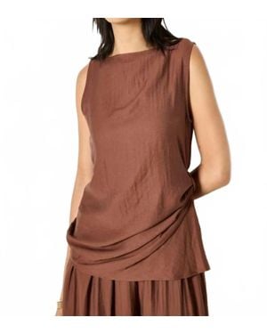 Apricot Side Knot Detail High Neck Top - Brown