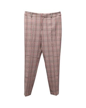 Iris & Ink Plaid Print Straight-Leg Pants - Gray