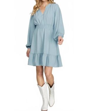 She + Sky Woven Dress - Blue