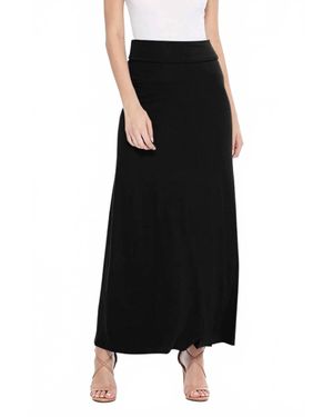 Moa Collection Maxi Length Loose Fit Solid Skirt - Black