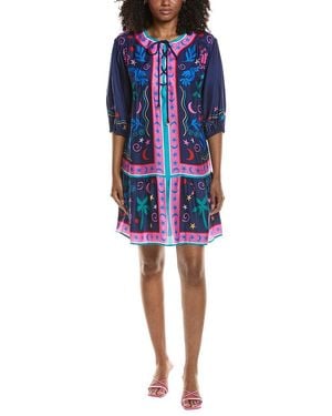 Johnny Was Selena Silk-Blend Mini Dress - Blue