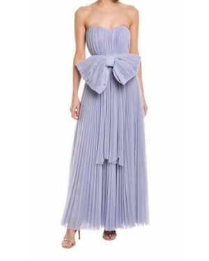 Hutch Cataline Strapless Bow-Front Pleated Tulle Gown - Purple