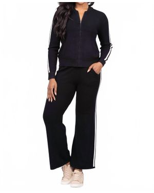 J. Society Thermal Striped Full Leg Pants - Black