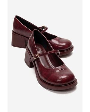 Prologue Shoes Luanda Block Heel Mary Jane Shoes - Red