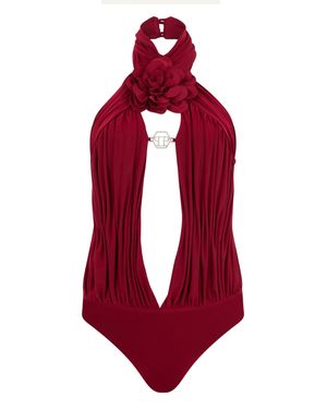 Philipp Plein Sleeveless Bodysuit Flower - Red