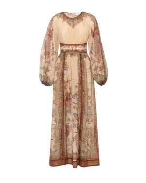 Zimmermann Maxi Dress With Floral Accents And Lurex Details - Natural