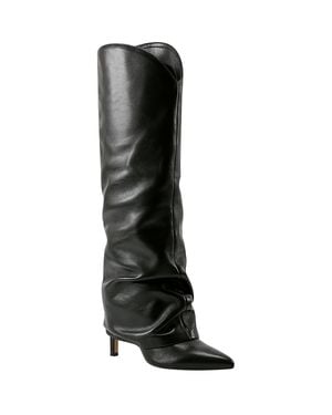 Marc Fisher Nairine Slouchy Leather Knee-High Boots - Black