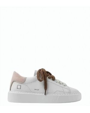 Date Sfera Calf Suede Heel Leather Sneakers - Gray