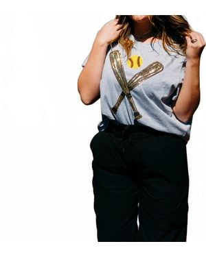 Queen Of Sparkles Softball Short Sleeve Tee - Black