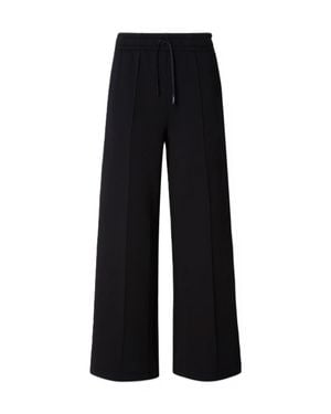 Lacoste High-Waisted Drawstring Wide-Leg Pants - Black