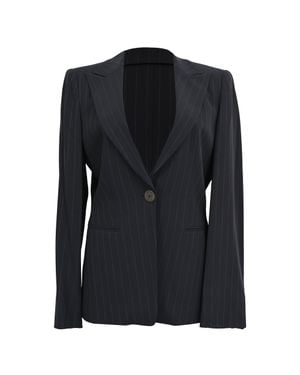 Giorgio Armani Pinstripe Single-Breasted Blazer - Black