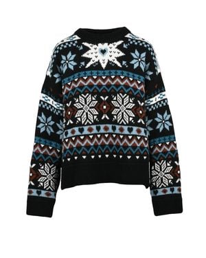 Moschino Minimalist Crew Neck Sweater With Intricate Patterns - Black