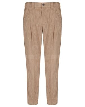Herno Camel 1 Pinces Cotton Velvet Pants - Natural