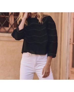 The Great Beaded Chevron Long Sleeve Top - Blue