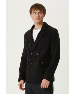 Pcfg Wool & Cashmere Blend Double Breasted Coat - Black