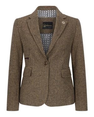 Infinity Leather Tailored Dogtooth Wool Blend Tweed Blazer - Green
