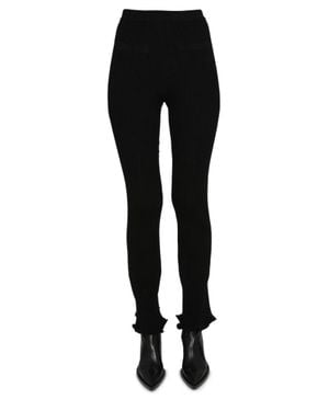 Rabanne Ribbed Flare Leggings With Elastic Waistband - Black