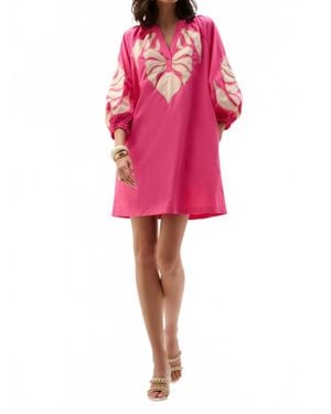 Joseph Ribkoff Floral Embroidered Straight Dress - Pink