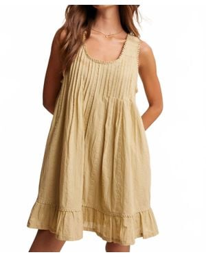 Listicle Aria Textured Pintuck Boho Mini Dress - Natural