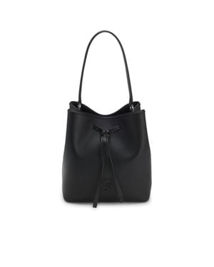 BOSS Grained Faux-Leather Bucket Bag With Double B Monogram - Black