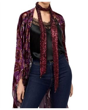 Johnny Was Sheri Sequin Skinny Scarf - Red