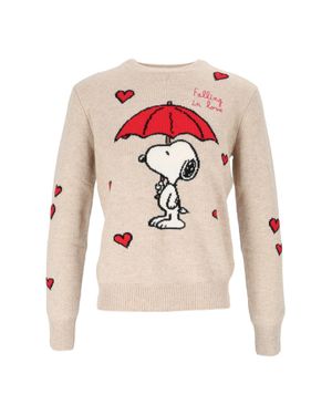 MC2 Saint Barth New Queen Snoopy Falling Love Embroidered Sweater - White