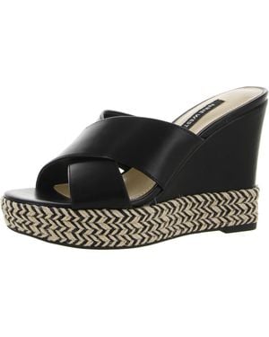 Nine West Hues 3 Slip On Open Toe Wedge Sandals - Black