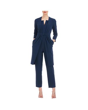 Kay Unger Velma Buckle Polyester Jumpsuit - Blue