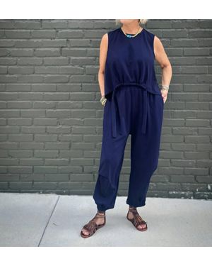 See And Be Seen Dani Sleeveless Top And Straight Pants Set - Blue