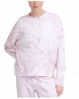 Calvin Klein Performance Logo Tie-Dyed French Terry Sweatshirt - White