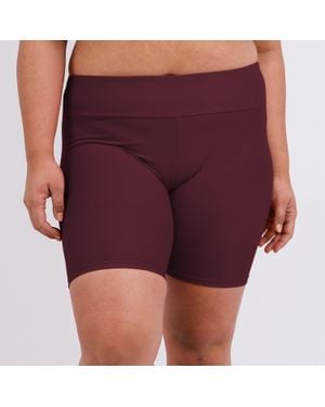 Calypsa Plus High Waisted Mid-Thigh Swim Shorts - Purple