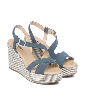 Nero Giardini Suede Summer Wedge Sandal - Blue