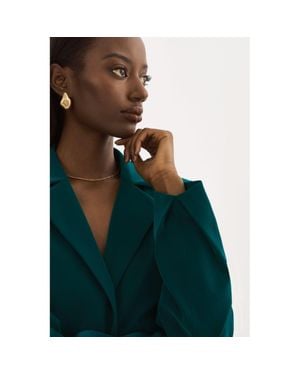 Lamarque Lottie Faux Leather Blazer - Green