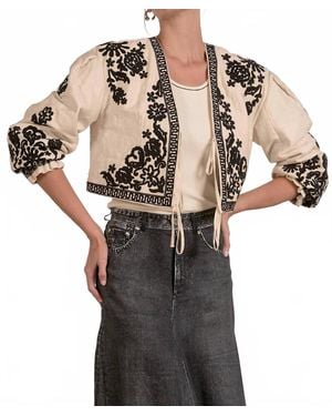 Elan Tie Front Boho Jacket - White