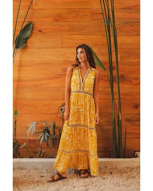 Z & L Europe Shining Tropico Maxi Dress - Orange