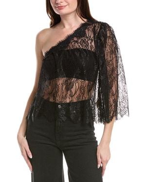 L'Agence Vianna One Shoulder Lace Top - Black