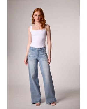 Blue Revival Sailor Mid Rise Wide Leg Jeans - Blue
