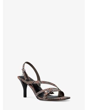 Michael Kors Outlet Yvette Plaid Print Sandal - White