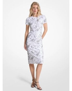 MICHAEL Michael Kors Michael Kors Studded Paisley Scuba Midi Dress - White