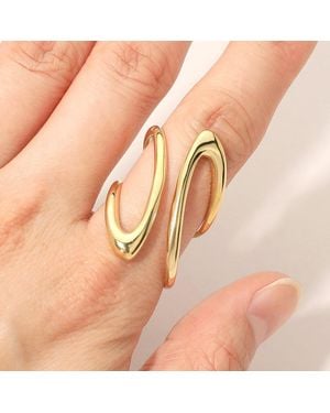 Fashnzfab Secret Box_Stainless Steel Modern Open Wrap Adjustable Statement Ring - Orange
