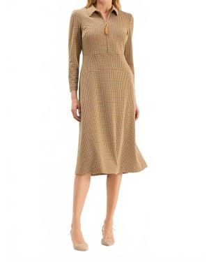 tyler boe Ella Knit Houdstooth Dress - Natural