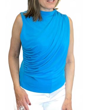 Ariella High Neck Drape Detail Top - Blue