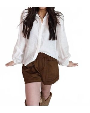 Ichi Marie Pearl Blouse - Brown