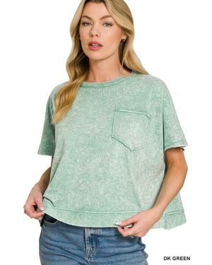 TRUEDAMES Halo Washed Oversized Top - Green