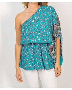White Birch Off Shoulder Floral Print Top - Blue