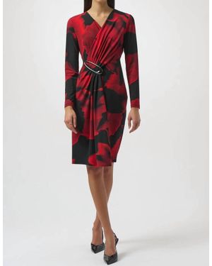 Joseph Ribkoff Abstract Print Wrap Dress - Red