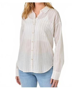 Mystree Button Down Pin Striped Shirt - White