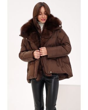 Alaska® Outerwear Meribel Genuine Polar Fox Down Fill Parka - Brown