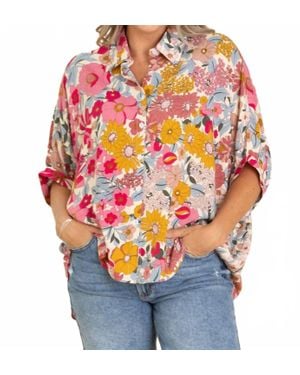 Bibi Kelly Floral Button Down Shirt - Pink